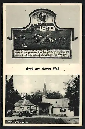 AK Maria Eich, Kapelle, Inschrift