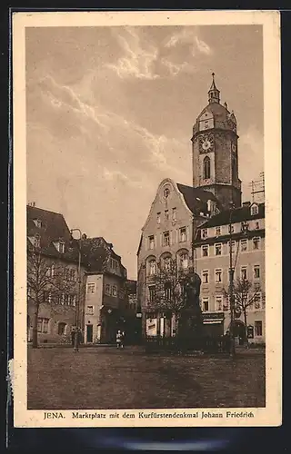AK Jena, Marktplatz mit denm Kurfürstendenkmal Johann Friedrich