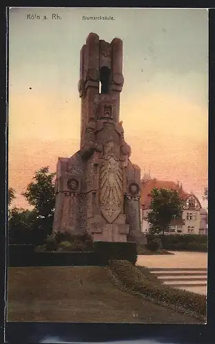 AK Köln-Marienburg, Bismarcksäule im Dämmerungslicht