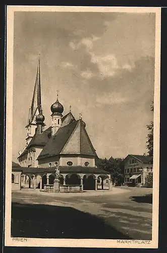 AK Prien, Marktplatz mit Kirche