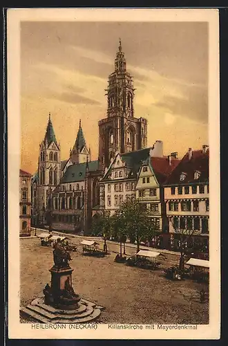 AK Heilbronn am Neckar, Kilianskirche mit dem Mayerdenkmal
