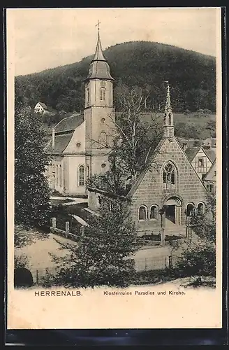 AK Herrenalb, Klosterruine Paradies und Kirche
