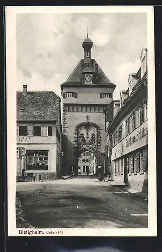 AK Bietigheim /Württ., Strassenpartie mit Unter-Tor