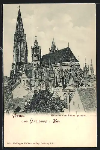 AK Freiburg im B., Münster von Süden aus gesehen