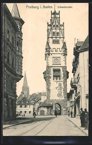 AK Freiburg im B., Strasse unter dem Schwabentor