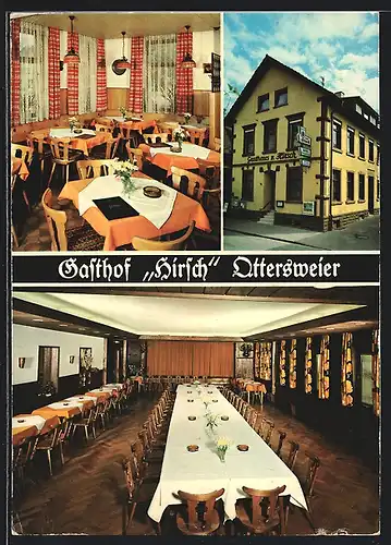AK Ottersweier, Gasthof Zum Hirsch, der Festsaal, Gaststube
