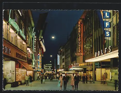 AK Kiel, Holstenstrasse bei Nacht