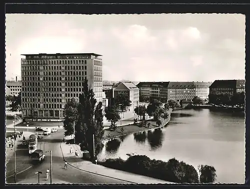 AK Kiel, Partie am kl. Kiel mit Strassenbahn