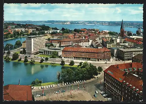 AK Kiel, Stadt und Hafen aus der Vogelschau