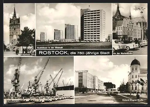 AK Rostock, Überseehafen, Hochhäuser in der Südstadt