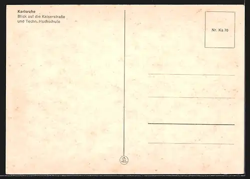 AK Karlsruhe, Kaiserstrasse mit Strassenbahnen und Technische Hochschule