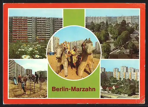 AK Berlin-Marzahn, Ortspartien mit Spielplatz