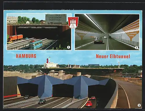 AK Hamburg, Blick in den neuen Elbtunnel