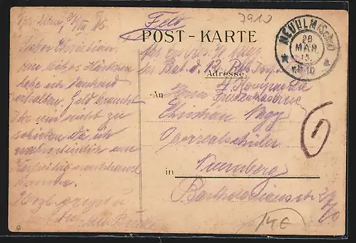 Künstler-AK Neu-Ulm, Kasernement des 12. Bayer. Inf. Rgt. Prinz Arnulf, Soldat mit Gewehr, Wappen