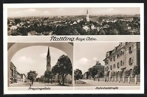 AK Plattling, Ortsansicht, Preysingplatz, Bahnhofstrasse