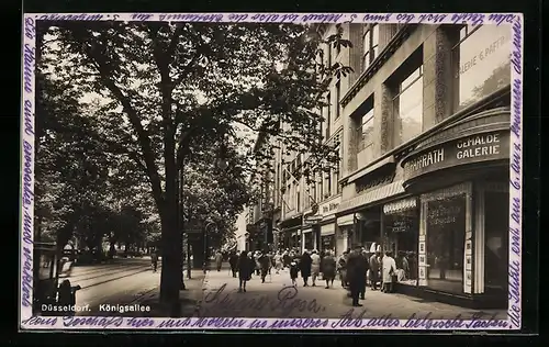 AK Düsseldorf, Königsallee mit Passanten