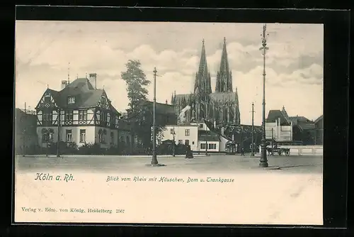 AK Köln a. Rh., Ortspartie mit Häuschen, Dom und Trankgasse