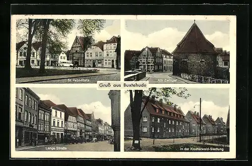AK Buxtehude, Lange Strasse, St. Petri Platz, Strasse am Zwinger, Klosterwald-Siedlung