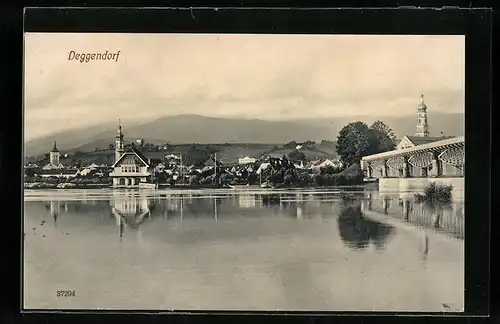 AK Deggendorf, Ortsansicht mit Esperanto-Emblem