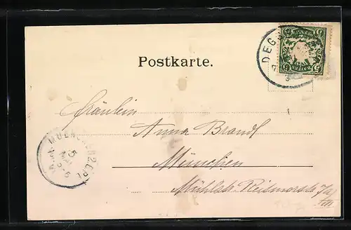 AK Deggendorf, Ortspartie mit Kirche aus der Vogelschau