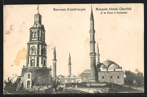 AK Andrinople, Mosquée Onteh Chériféli, A la Tour à Incendie
