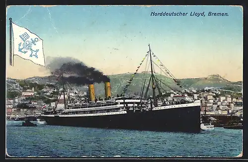 AK Passagierschiff Bremen des Nordd. Lloyd läuft aus