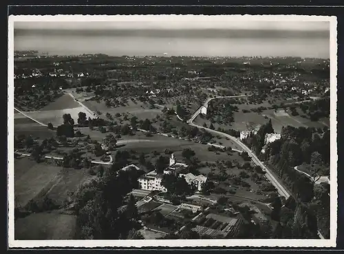 AK St. Gallen, Kneipp-Kurhaus Oberwaid, Blick zum Bodensee, Fliegeraufnahme