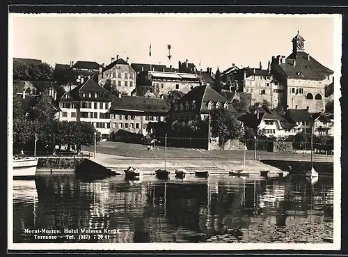 AK Murten, Hotel Weisses Kreuz, Terrasse