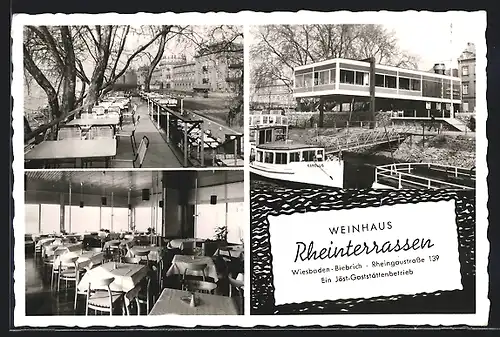 AK Wiesbaden-Biebrich, Gasthaus Rheinterrassen, Rheingaustrasse 139