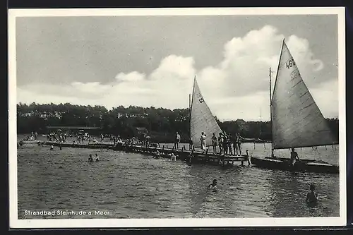 AK Steinhude a. Meer, Strandbad mit Segelbooten