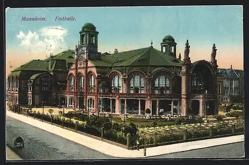 AK Mannheim, Festhalle mit Strassenpartie