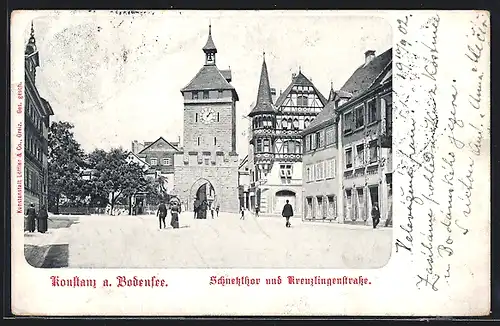 AK Konstanz a. Bodensee, Schnetztor und Kreuzlingenstrasse