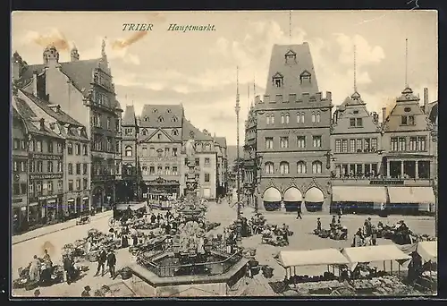 AK Trier, Strassenbahn am Hauptmarkt