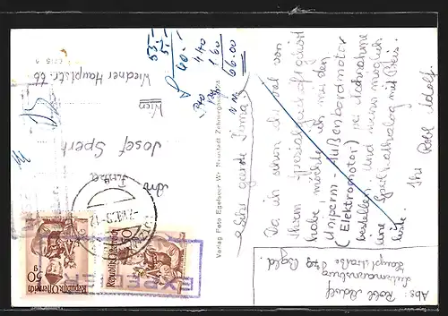 AK Lutzmannsburg, Ortspanorama mit Kirchturm