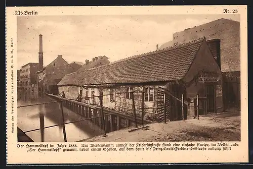 AK Berlin, Gaststätte Hammeltopf am Weidendamm im Jahre 1888, Prinz-Louis-Ferdinand-Strasse (heute Planckstrasse)