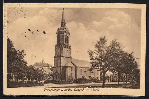 AK Frauenstein im sächs. Erzgebirge, Kirche am Markt