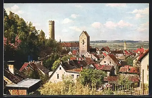 AK Ravensburg, Blick auf Ort mit Burg