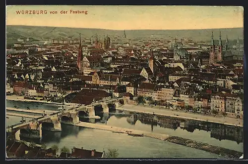 AK Würzburg, Ortsansicht von der Festung