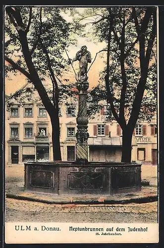 AK Ulm, Neptunbrunnen auf dem Judenhof