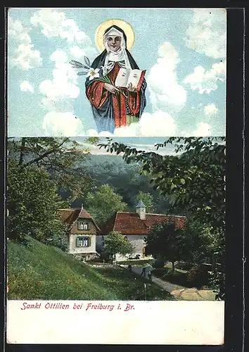 AK Freiburg, St. Ottilien, Heiligenbild
