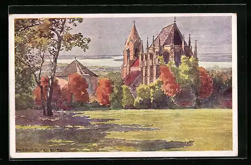 AK Deutsch-Altenburg, Kirche und Nebengebäude