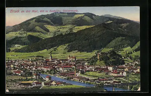 AK Bruck, Ortsansicht aus der Vogelschau