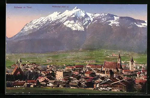 AK Schwaz in Tirol, Totale mit Kirche und Hochnissl