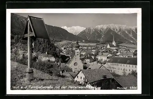 AK Imst a. d. Fernpassstrasse, Gesamtansicht mit Heiterwand