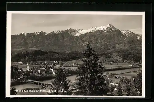 AK Rosegg a.d. Drau, Gesamtansicht mit Mittagskogel