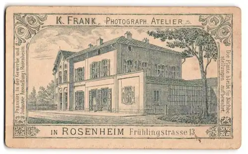 Fotografie K. Frank, Rosenheim, Ansicht Rosenheim, Photgraphisches Atelier K. Frank, Frühlingstrasse 13