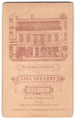 Fotografie Carl Seegert, Berlin, Ansicht Berlin, Photographisches Atelier Carl Seegert, Grosse Frankfurterstrasse 70