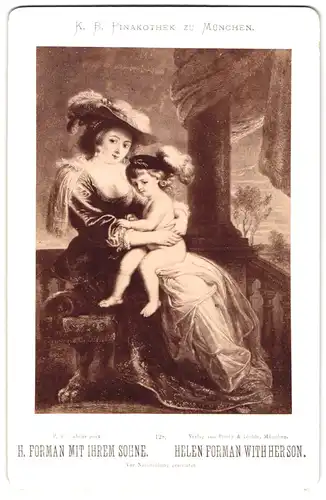 Fotografie Piloty & Loehle, München, Helen Formann mit ihrem Sohn, nach Gemälde von P. P. Rubens