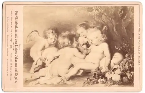 Fotografie Photogr. Gesellschaft, Wien, Das Christuskind mit dem kleinen Johannes und Engeln, nach Gemälde von Rubens