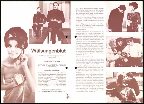 Filmprogramm IFB Nr. 7030, Wälsungenblut, Rudolf Forster, Margot Hielscher, Ingeborg Hallstein, Regie Rolf Thiele